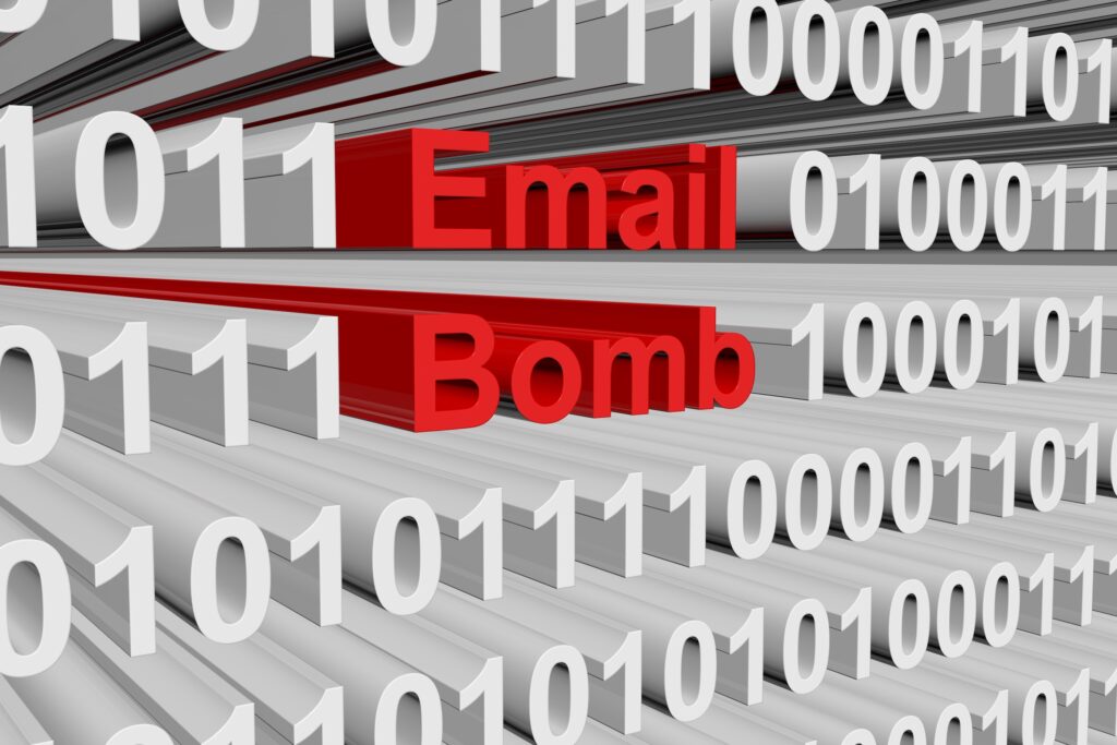 Email bombing.