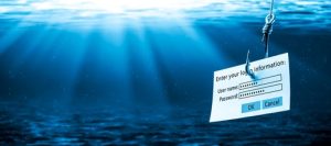 Login Information Attached To Large Hook Under Water With Sunlight - Phishing Concept